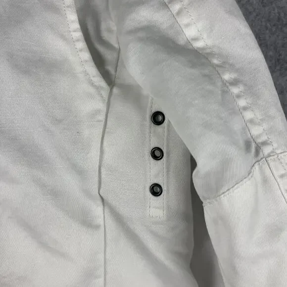 Victorinox Jacket Blazer Mens 42 White Linen Blend Utility Nautical Elbow Patch